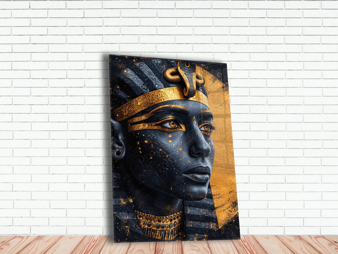 Golden Pharaoh Profile Poster Dark Ancient Egyptian Royalty Art
