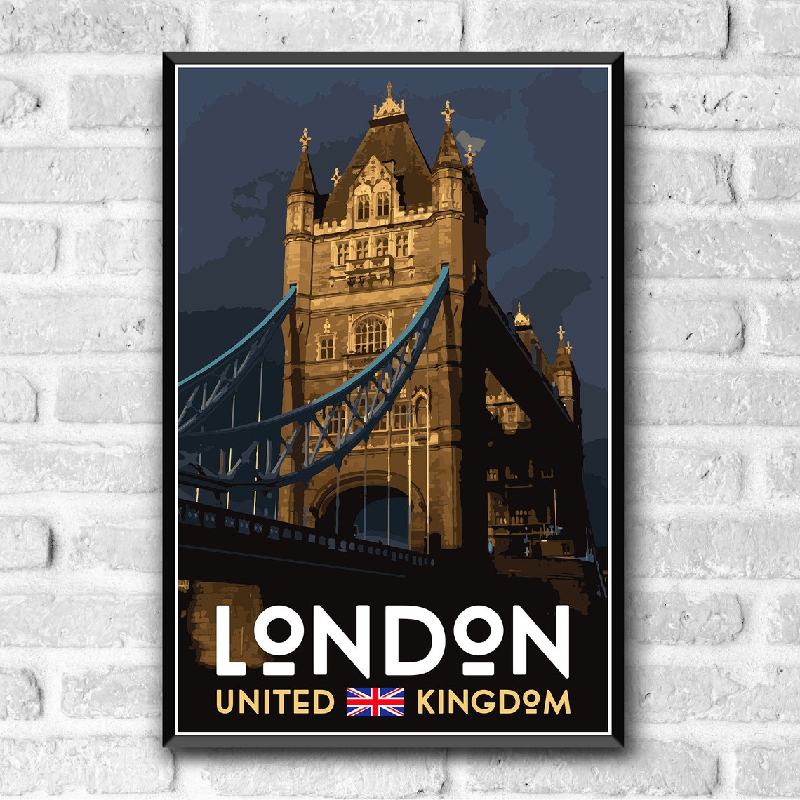 London Tower Bridge Vintage Style Travel Poster 8x10 12x18 18x24 24x36 4x6 Postcard Wpa Style Uk United Kingdom Retro Art Print - Image 3