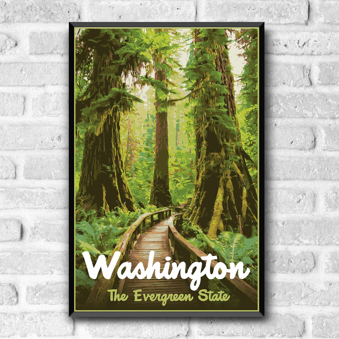 Washington The Evergreen State Vintage Travel Poster - Image 3