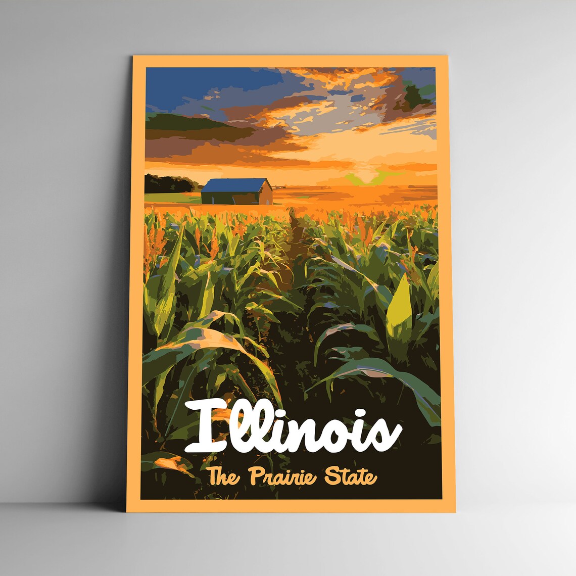 Illinois The Prairie State Vintage Style Travel Poster