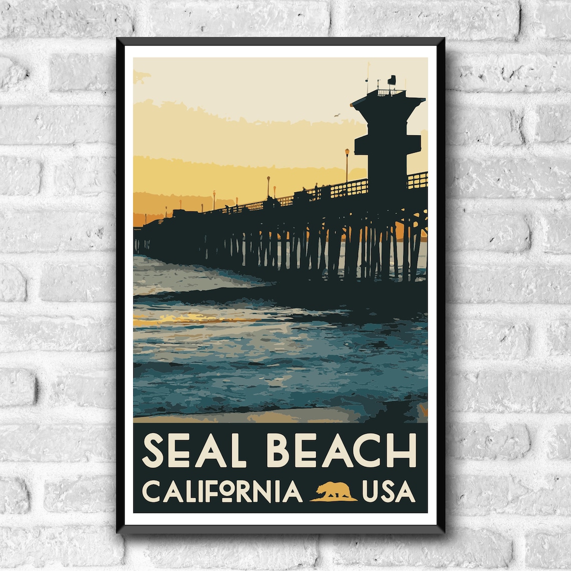 Seal Beach WPA Style Vintage Travel Poster - Image 3