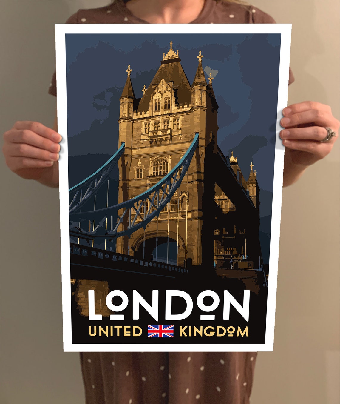 London Tower Bridge Vintage Style Travel Poster 8x10 12x18 18x24 24x36 4x6 Postcard Wpa Style Uk United Kingdom Retro Art Print - Image 2