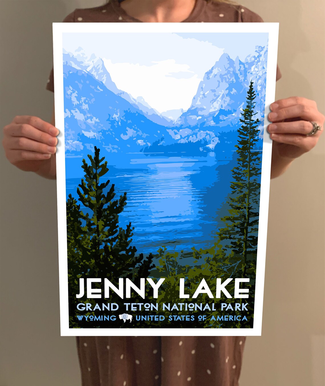 Jenny Lake Wyoming Vintage Travel Poster, Travel Poster - Image 2