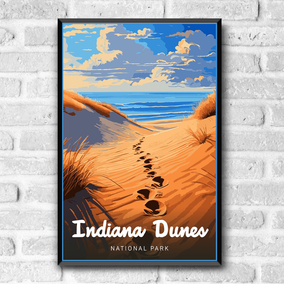 Indiana Dunes Vintage Style Travel Poster, Lake Michigan - Image 3