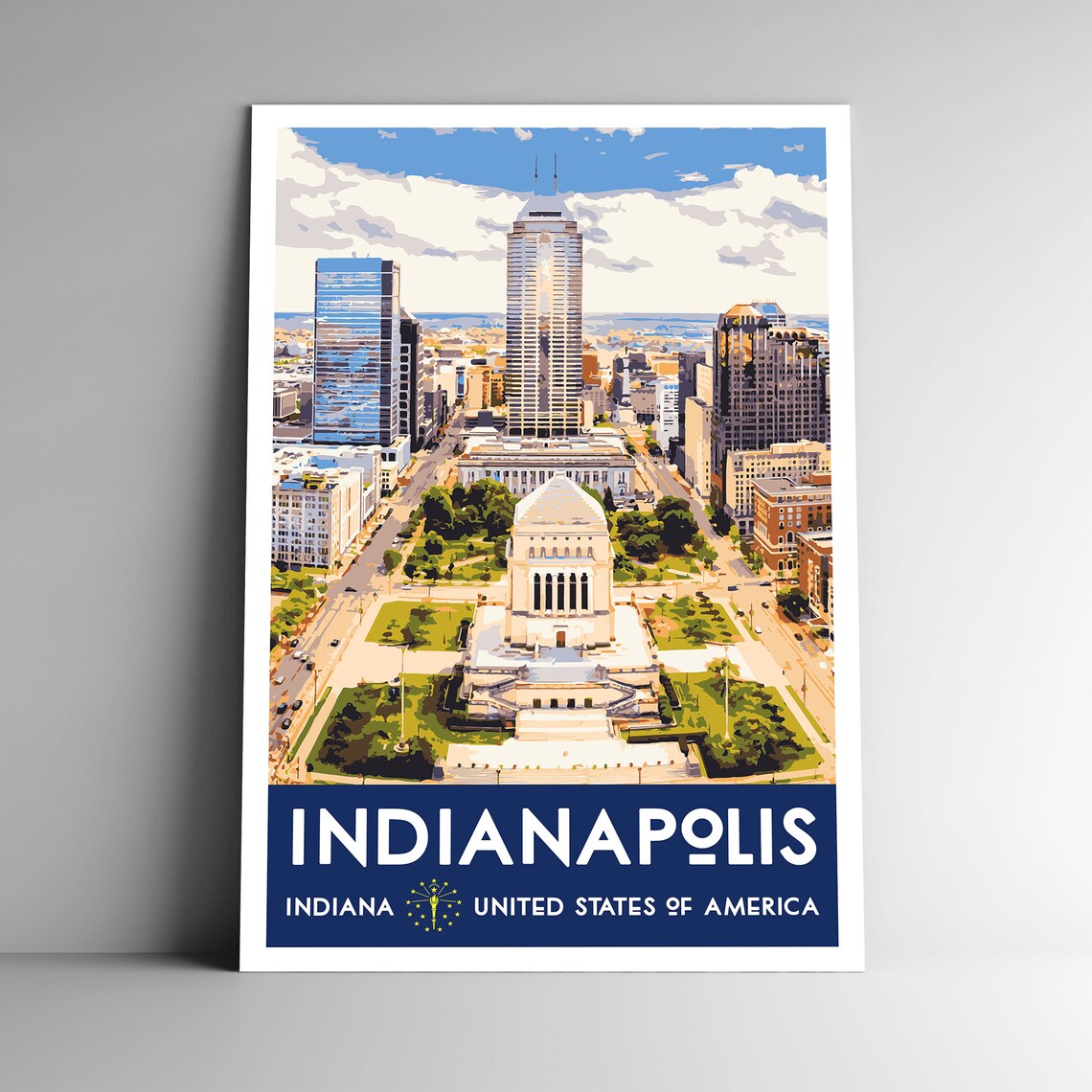 Indianapolis Indiana Vintage Style Travel Poster