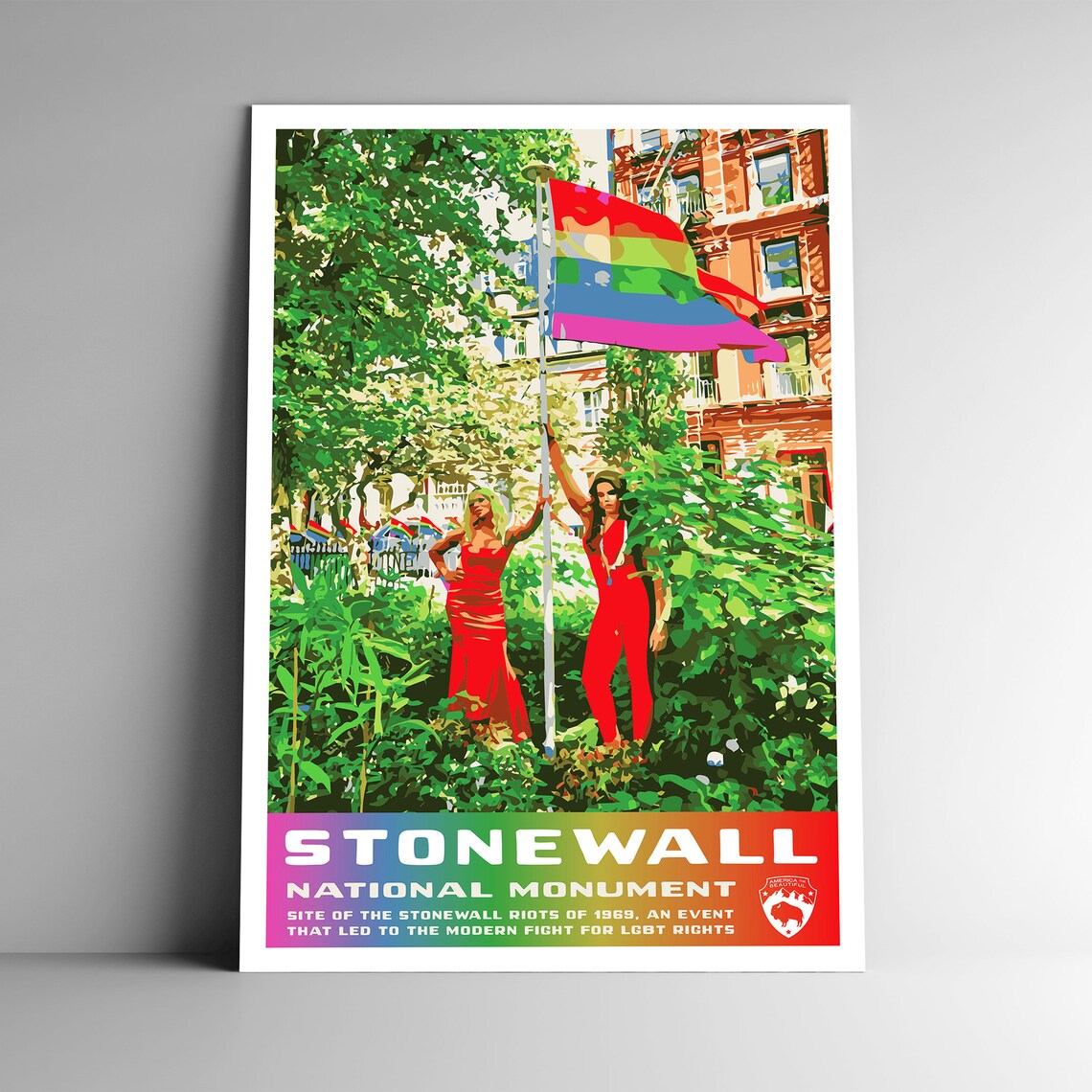 Stonewall National Monument 1969 Rainbow Flag Vintage Travel Poster
