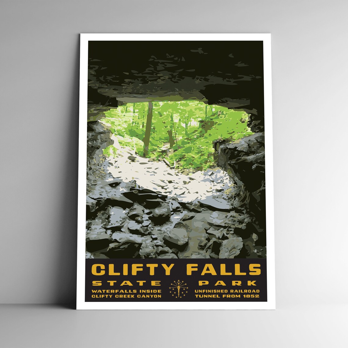 Clifty Falls Indiana State Park Vintage Travel Poster