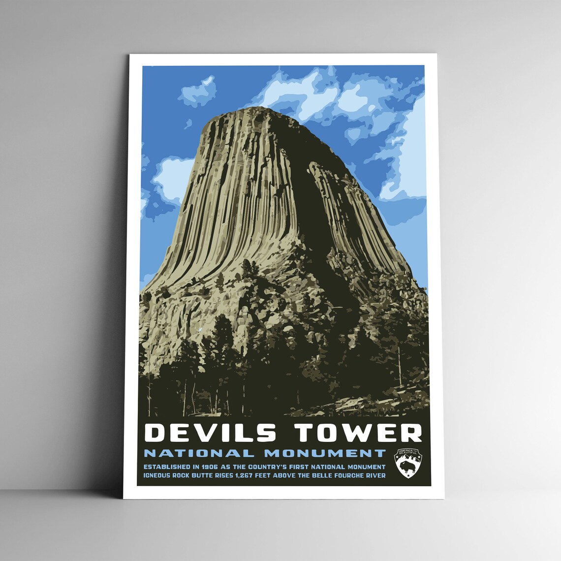 Devils Tower Vintage Style Travel Poster