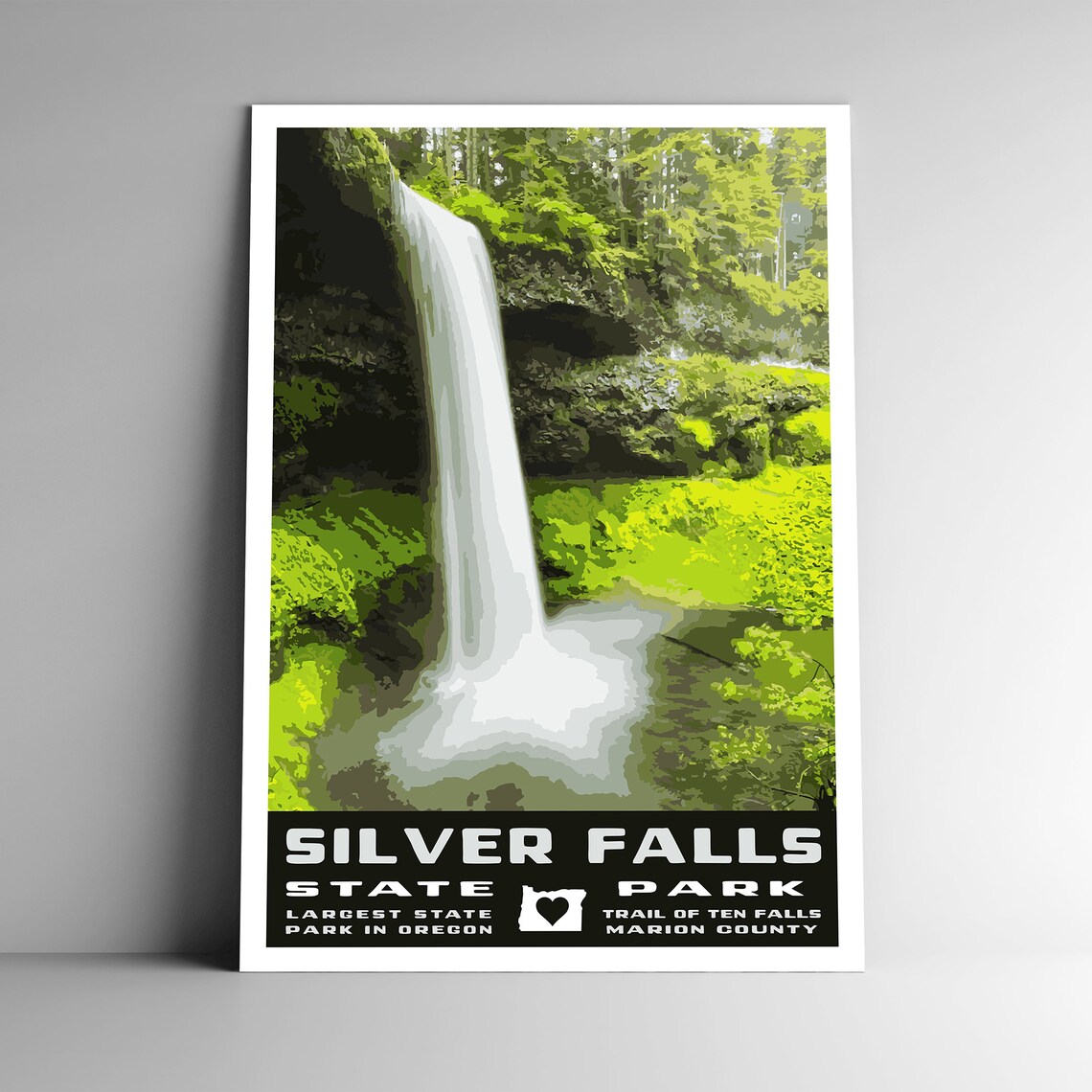 Silver Falls State Park Vintage Travel Poster
