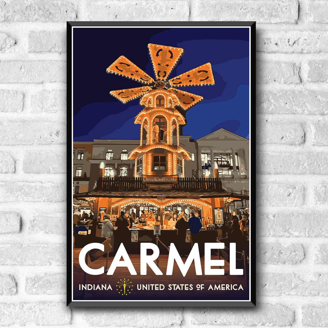 Carmel Indiana Christkindlmarkt Vintage Travel Poster - Image 3