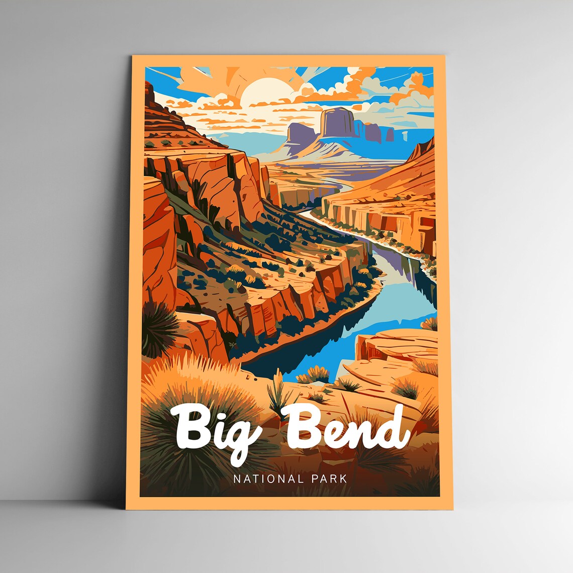 Big Bend National Park Vintage Style Travel Poster