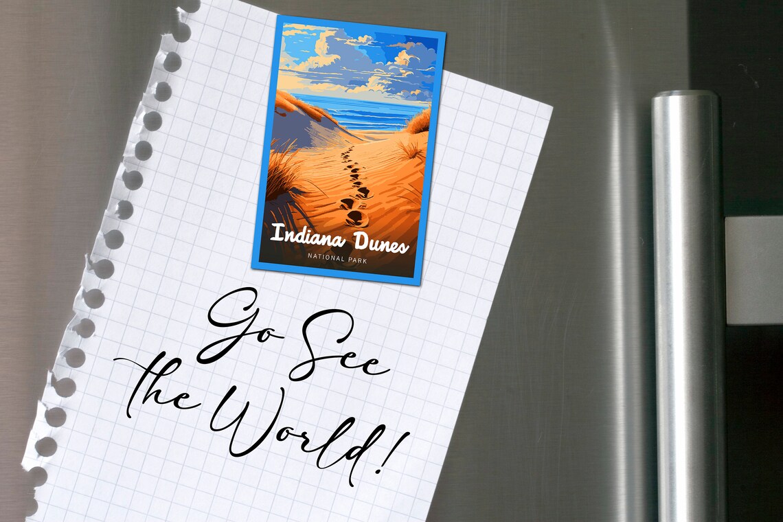 Indiana Dunes Vintage Style Travel Poster, Lake Michigan - Image 2