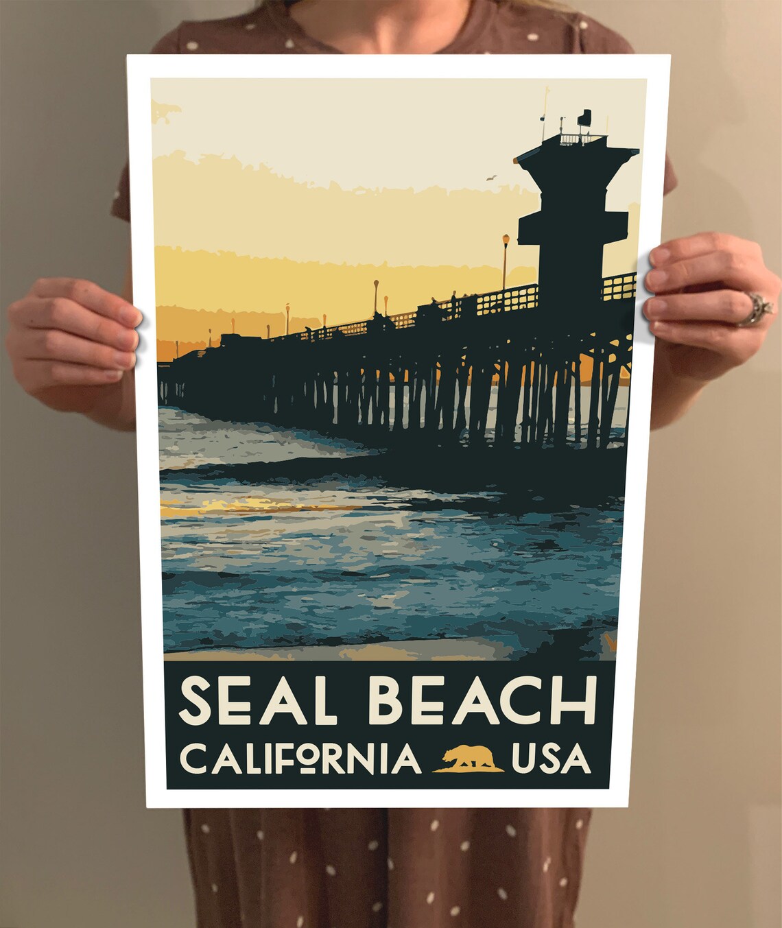 Seal Beach WPA Style Vintage Travel Poster - Image 2