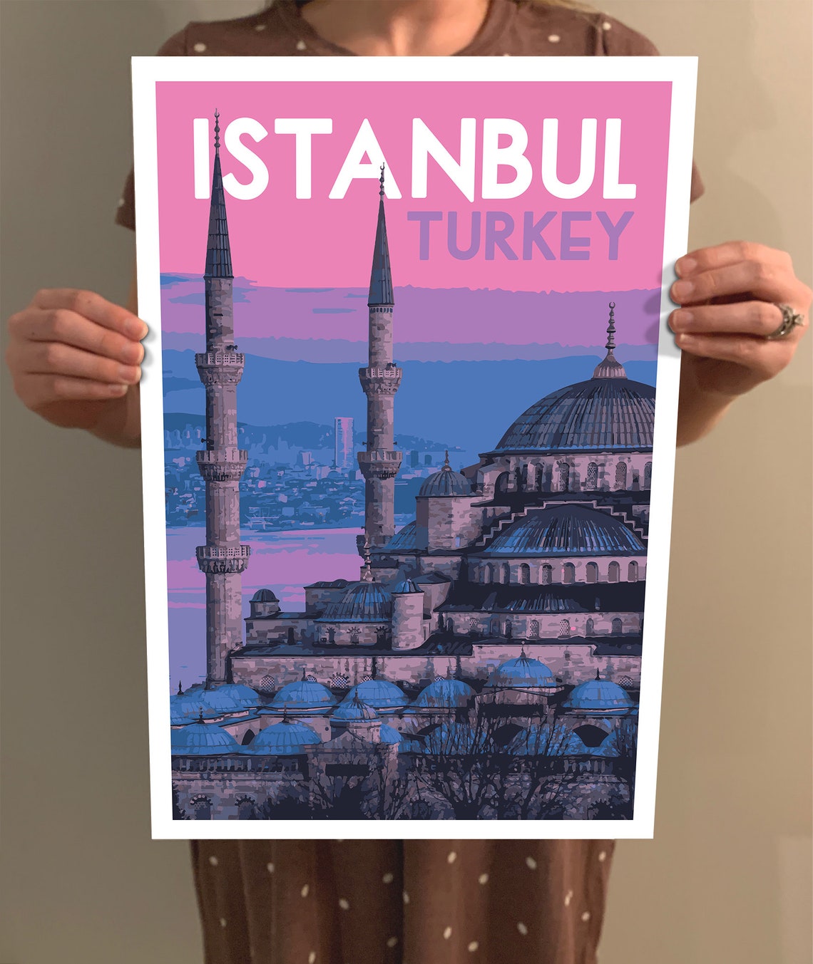 Istanbul Turkey Blue Mosque Minarets Vintage Travel Poster Art - Image 2