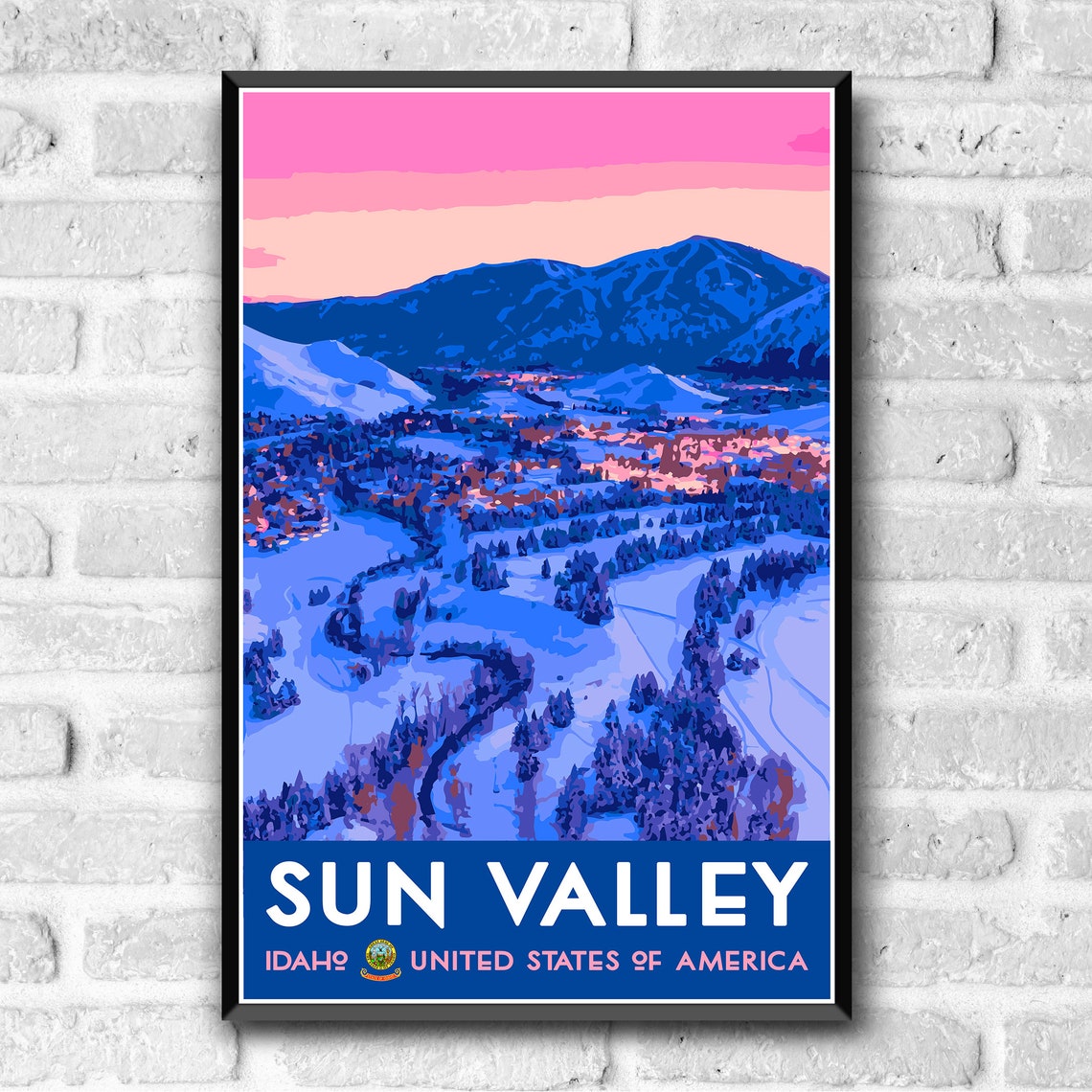 Sun Valley Idaho Vintage Style Travel Poster 8x10 12x18 18x24 24x36 4x6 Postcard Wpa Style Ski Resort Town Usa Art Print Wall Art - Image 3