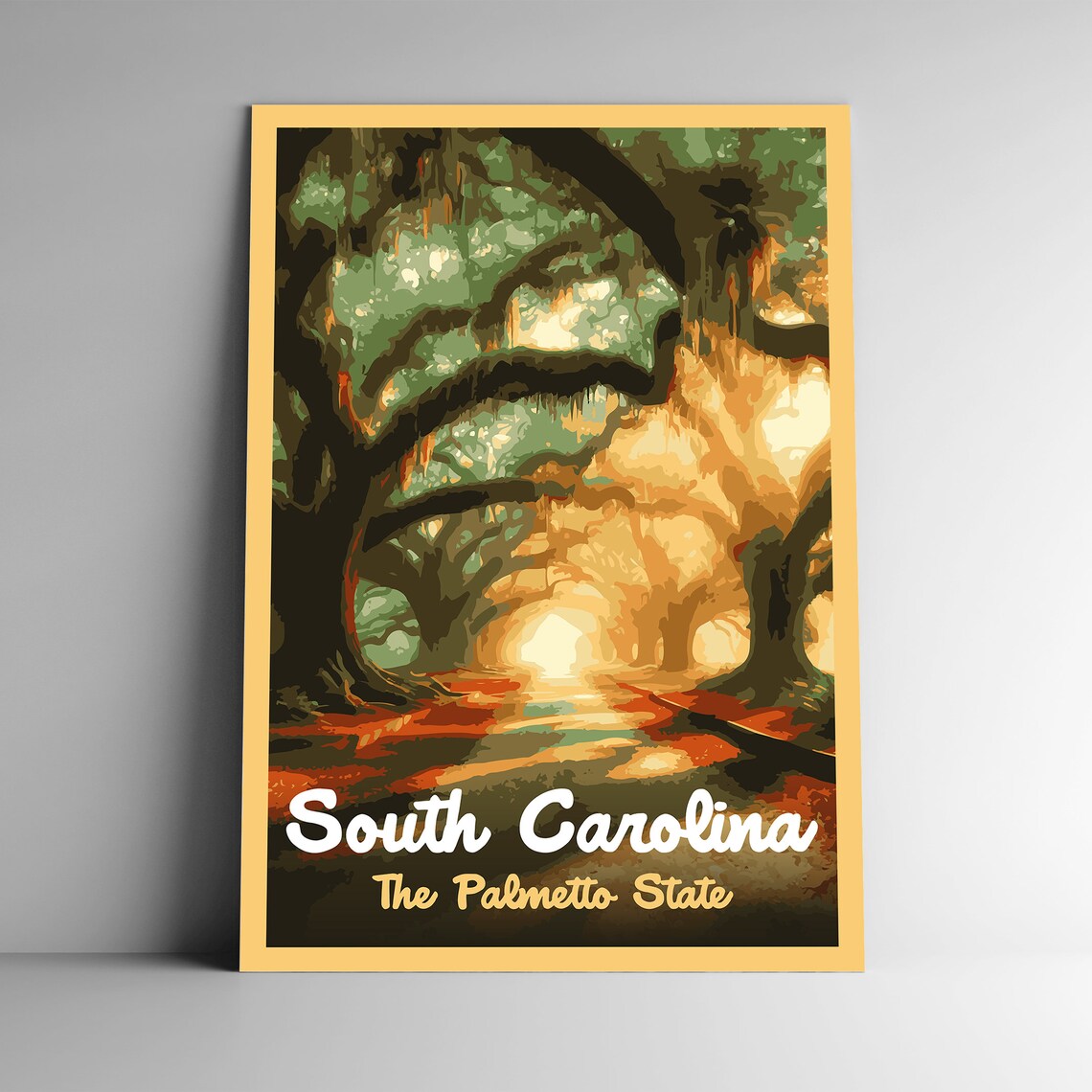 South Carolina The Palmetto State Vintage Travel Poster