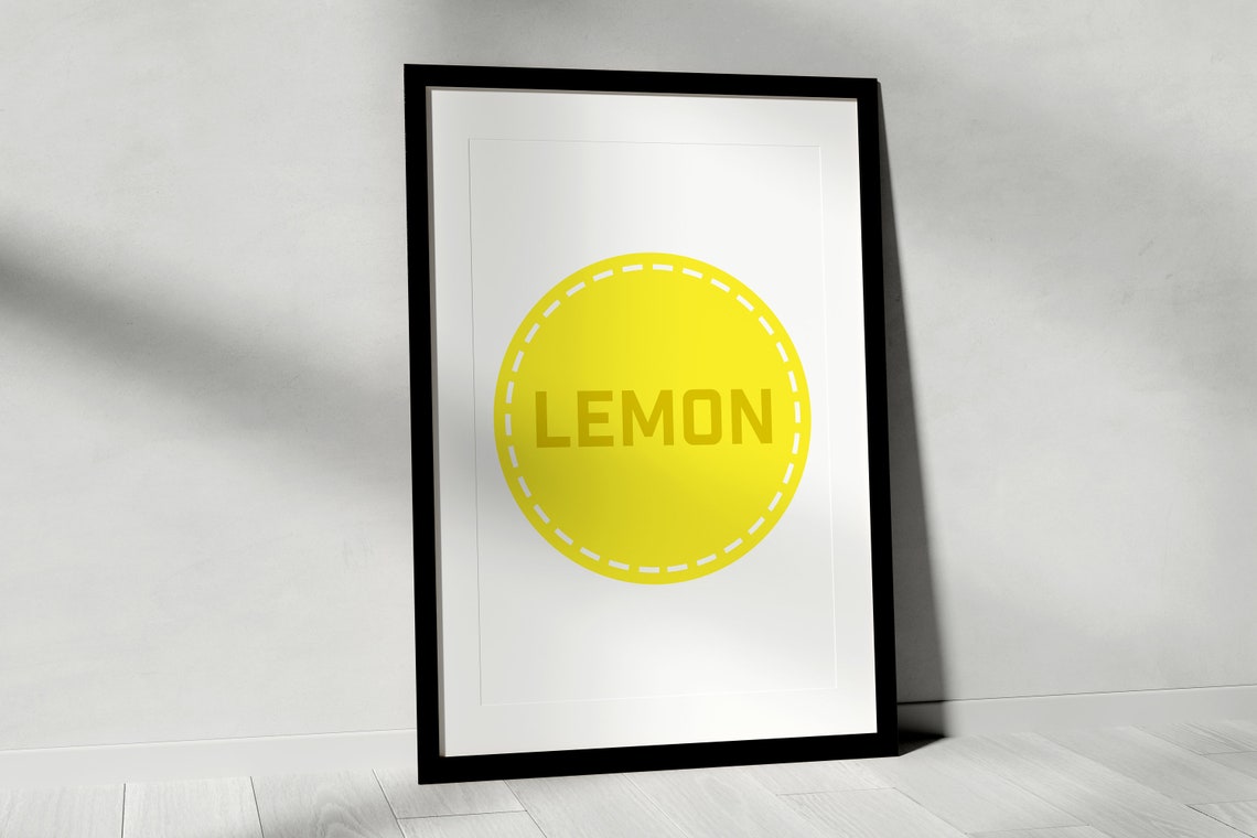 Bright Yellow Lemon Circle Minimalist Kitchen Fruit Art Poster - Image 2