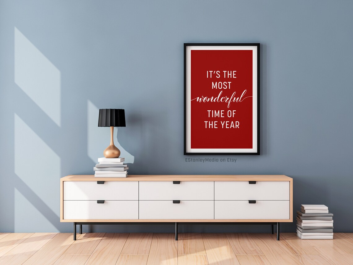 Its the Most Wonderful Time of the Year Christmas Quote Poster Red - Image 2