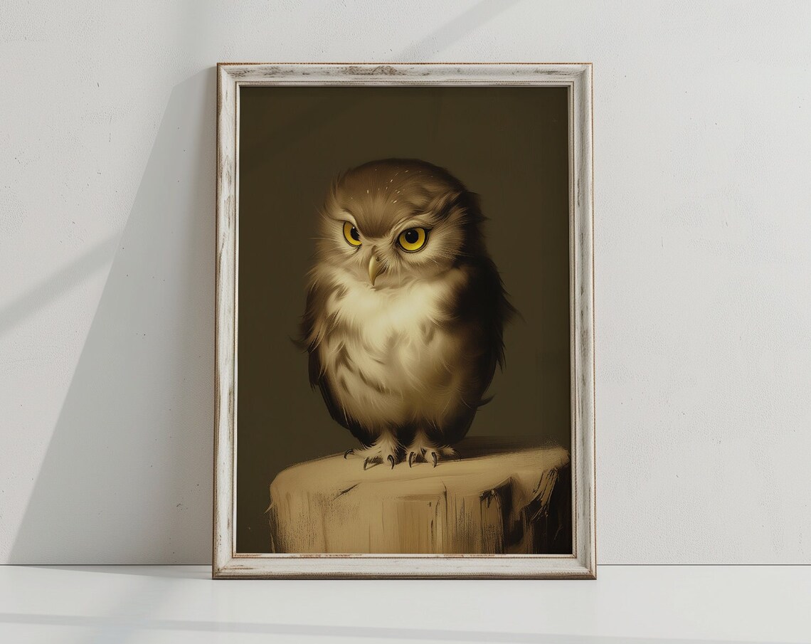 Cute Owl Print, Farmhouse Bird Art Print