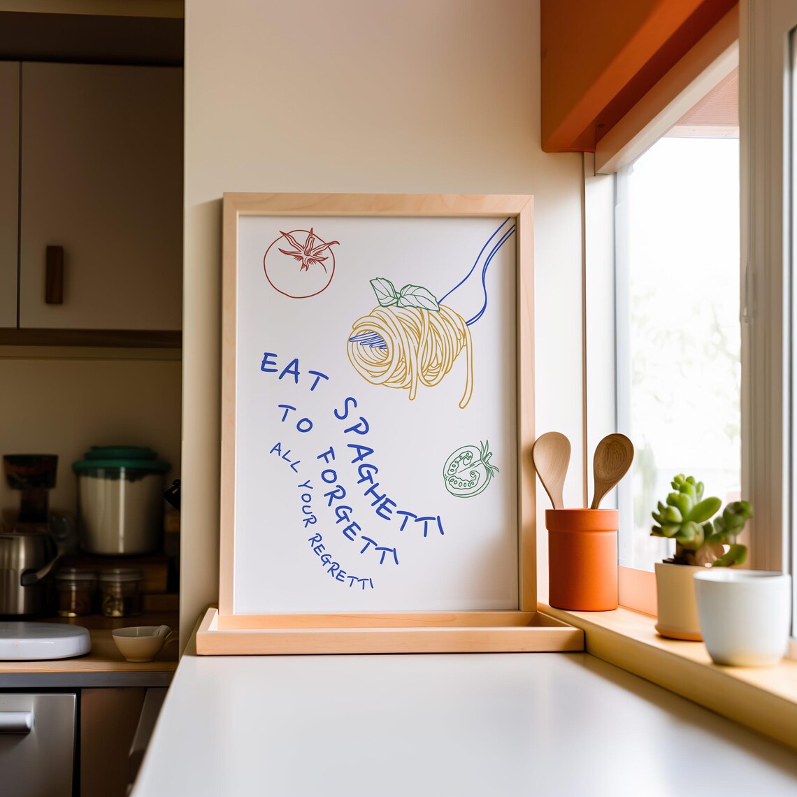Eat Spaghetti To Forgetti, Bistro Pasta Wall Art Print - Image 3