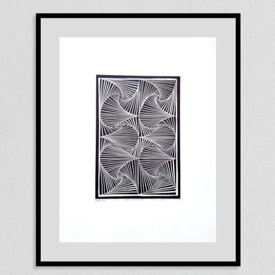 Geometric Linocut Print Abstract Optical Illusion Limited Edition