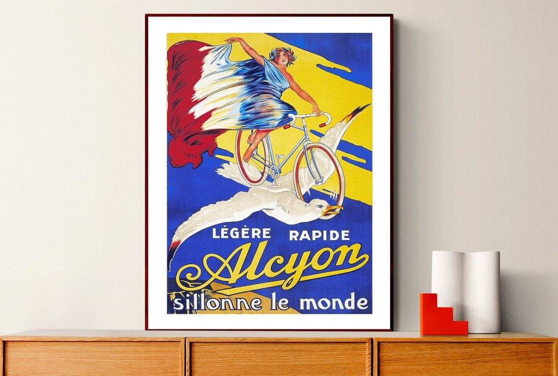 Vintage Alcyon French Bicycle Advertising Poster Seagull Flight - Image 2