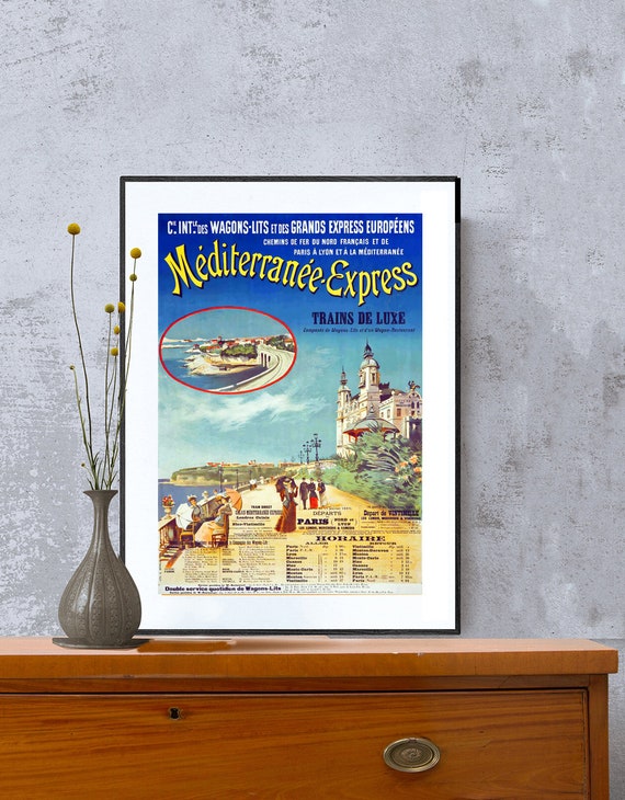 Mediterranee Express Trains De Luxe Vintagetravel Poster Poster Paper Or Print Gift Idea Wall Decor