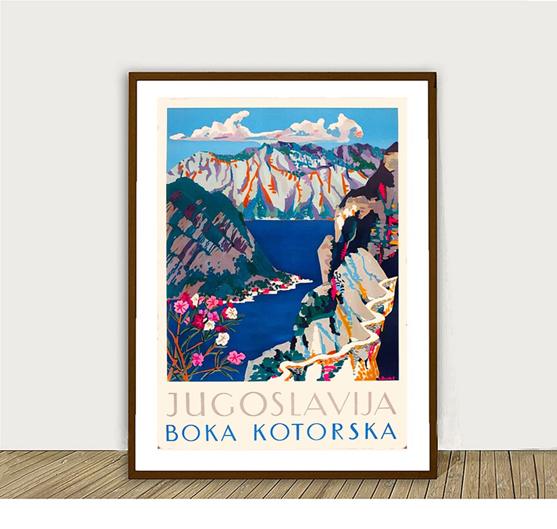 Jugoslavija Boka Kotorska Vintage Travel Poster - Image 3