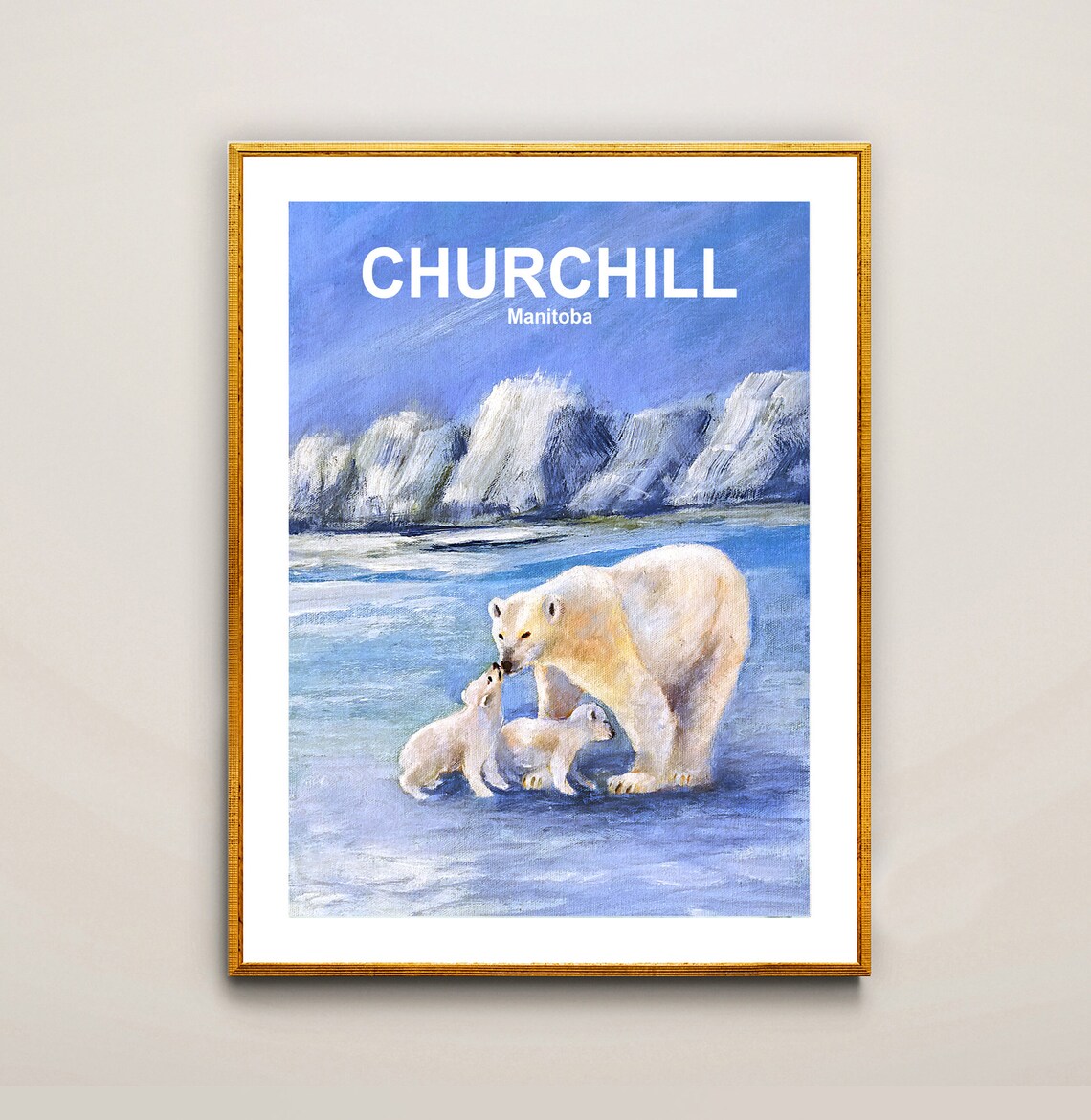 Churchill Manitoba Polar Bears Vintage Travel Poster