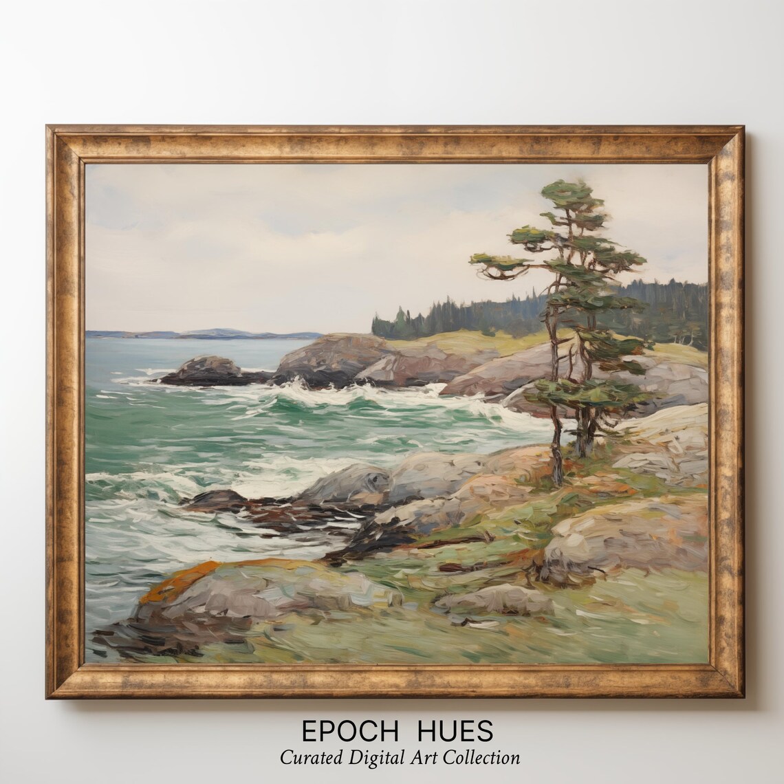 Coastal Landscape, Seascape With Pine Tree
