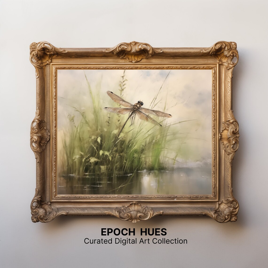 Dragonfly Art Print, Nature Inspired Marsh Scene - Image 2