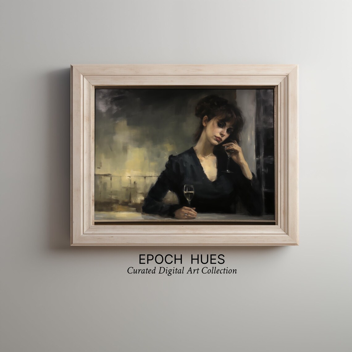 Woman With A Wine Glass Moody Impressionist Evening Style Poster - Image 2
