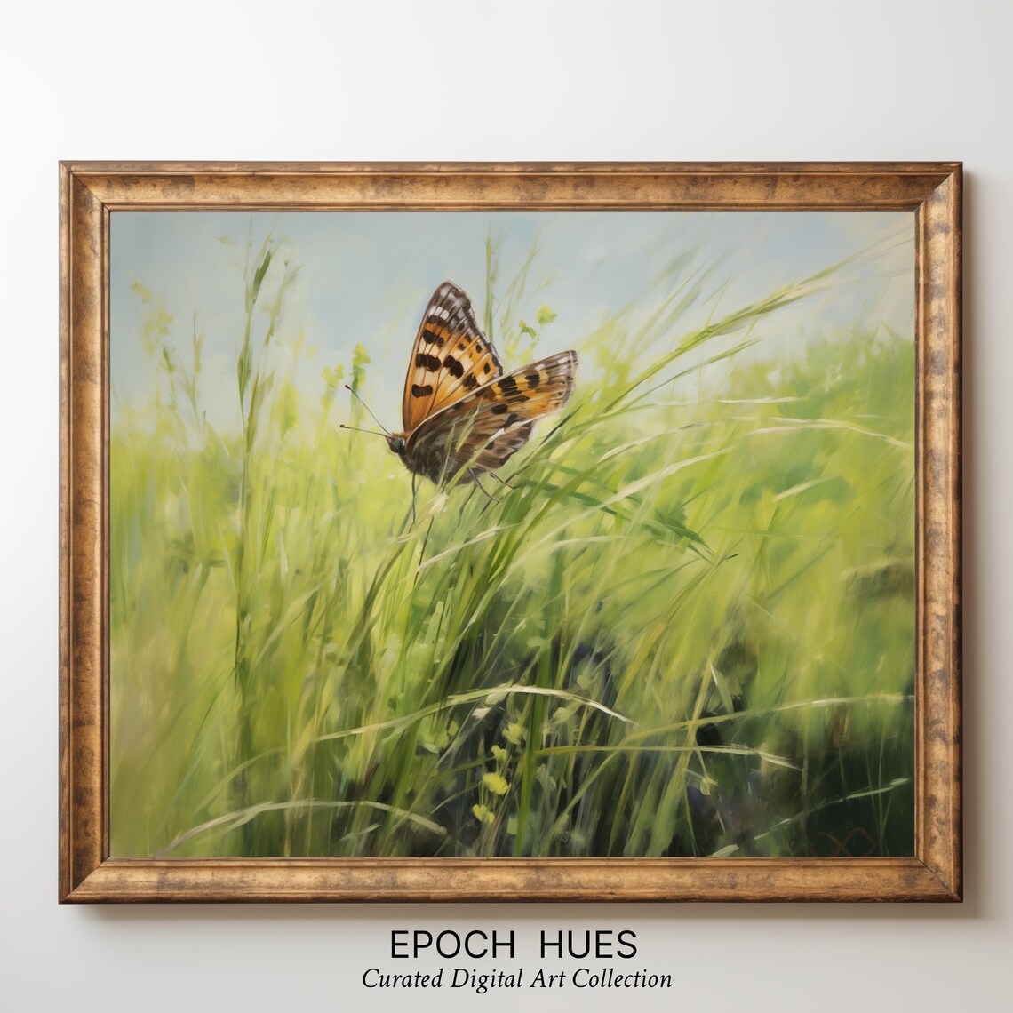 Butterfly Art, Tranquil Meadow Nature Scene - Image 3