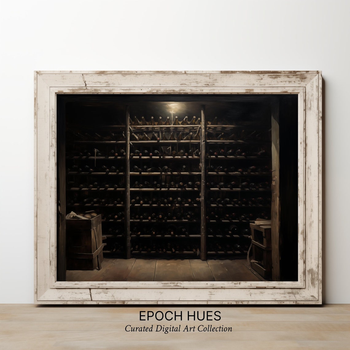 Vintage Wine Cellar Rows of Bottles Moody Rustic Bar Decor Poster - Image 2