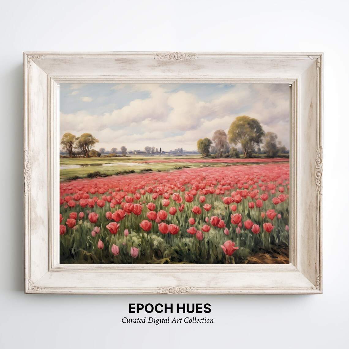 Rustic Tulip Field Spring Countryside Landscape - Image 3