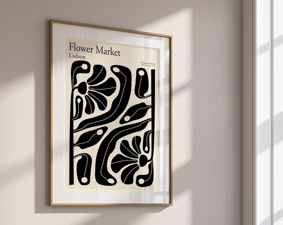 Flower Market Lisbon Poster, Matisse-Inspired Botanical Print