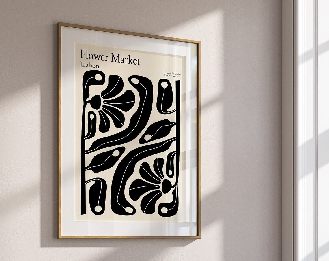 Flower Market Lisbon Poster, Matisse-Inspired Botanical Print
