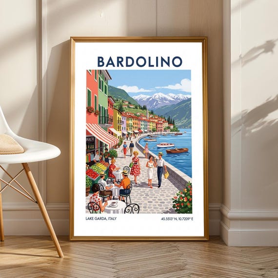 Bardolino Lakeside Promenade Vintage Travel Poster