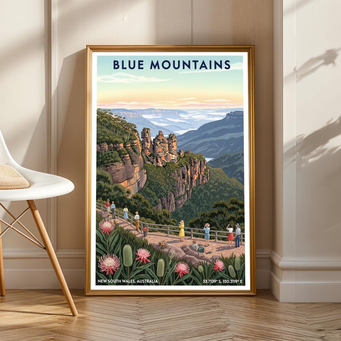 Blue Mountains Three Sisters Lookout Australia Travel Poster