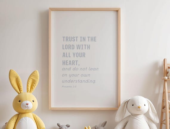 Proverbs 3 5 Trust In The Lord Childrens Bible Quote Nursery Faith Art Christian Print Of 2 Baptism Baby Shower Gift