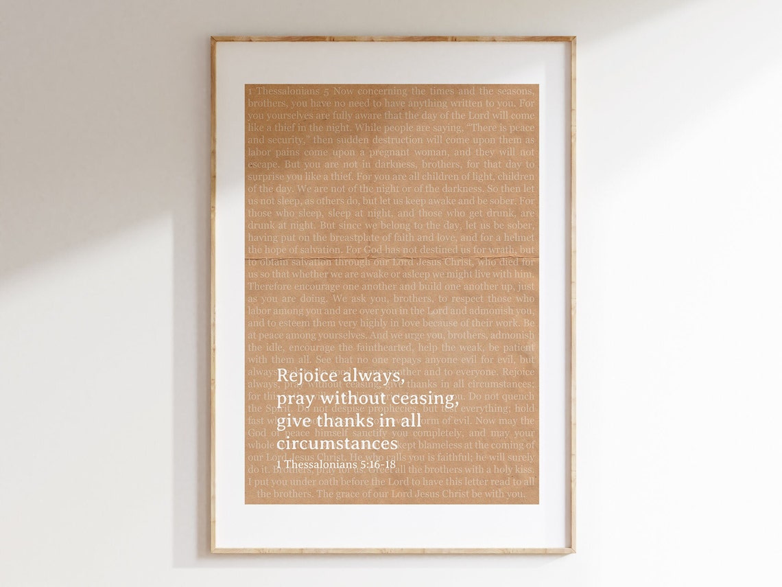 Rejoice Always Bible Verse Artwork Print Thessalonians Print 1 Thessalonians 516 18 Simple Artwork