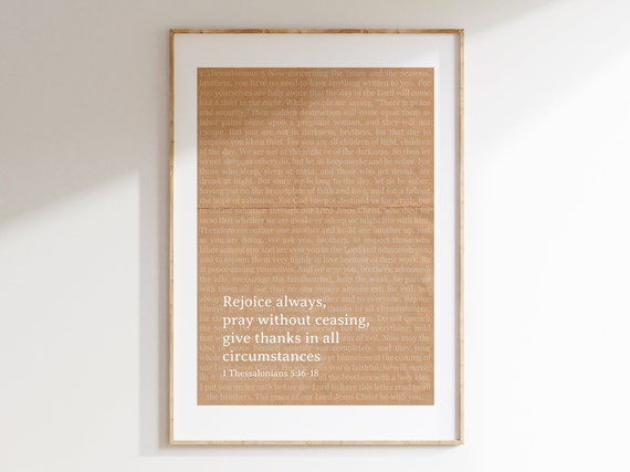 Rejoice Always Bible Verse Artwork Print Thessalonians Print 1 Thessalonians 516 18 Simple Artwork