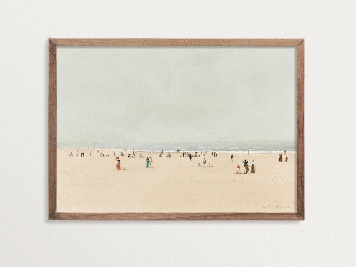 Coastal Sand, Sea and Sky Neutral Seascape Art Print