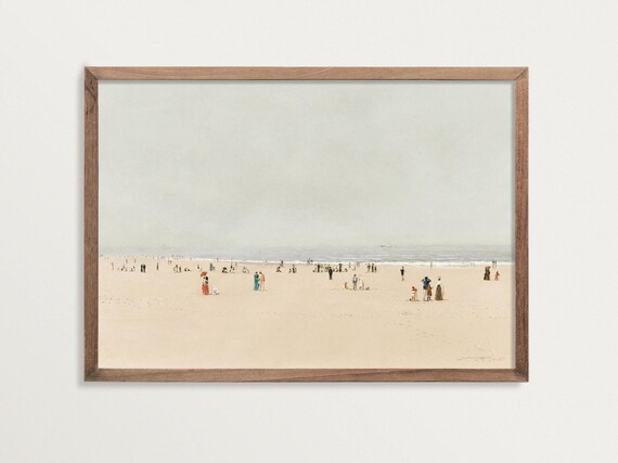 Coastal Sand, Sea and Sky Neutral Seascape Art Print