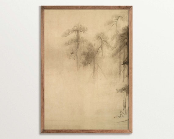 Wabi Sabi Pine Tree Sketch, Minimalist Art Print