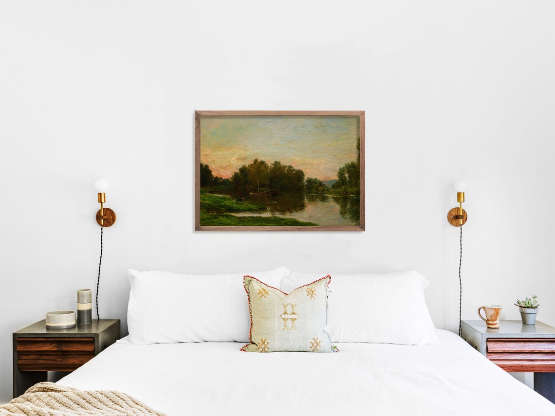 Moody Landscape Painting, Rustic Cabin Art Print - Image 2