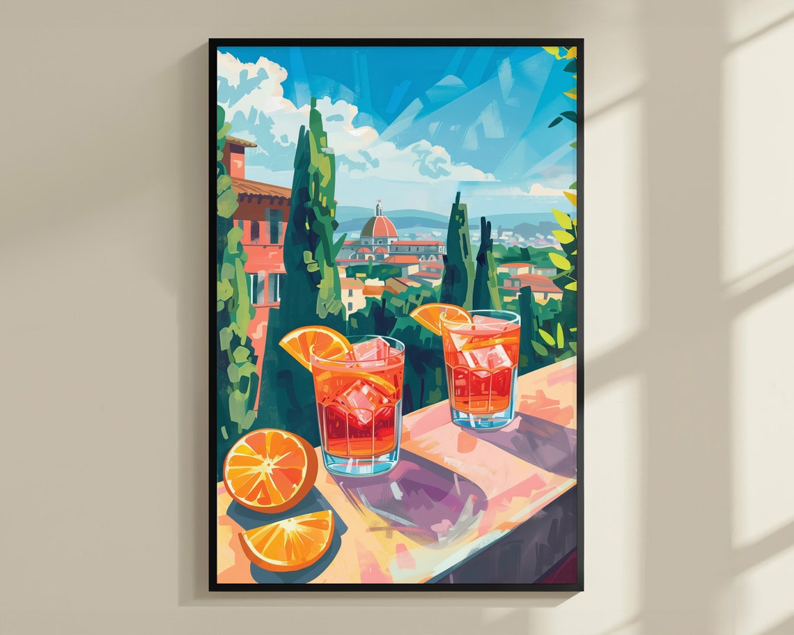 Negroni Cocktail Florence Terrace View Orange Italian Aperitif Poster