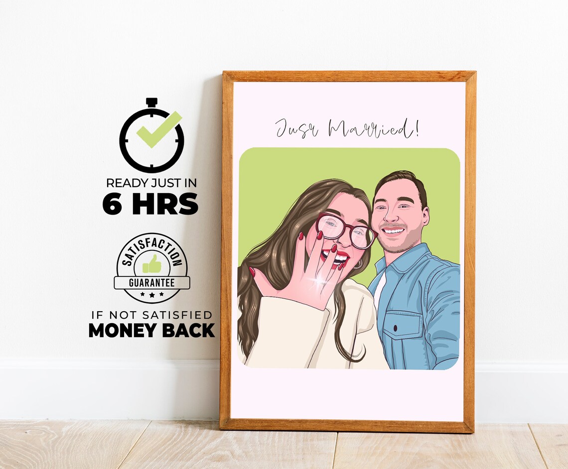 Custom Couple Portrait Couple Drawing Couple Portrait Engagement Portrait Print Faceless Portrait Print Engagement Photo Painting Gift