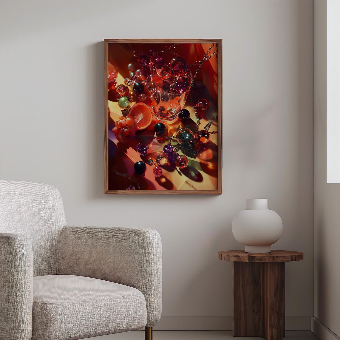 Jewel Refraction Still Life with Fruit and Beads Poster Art Work - Image 2