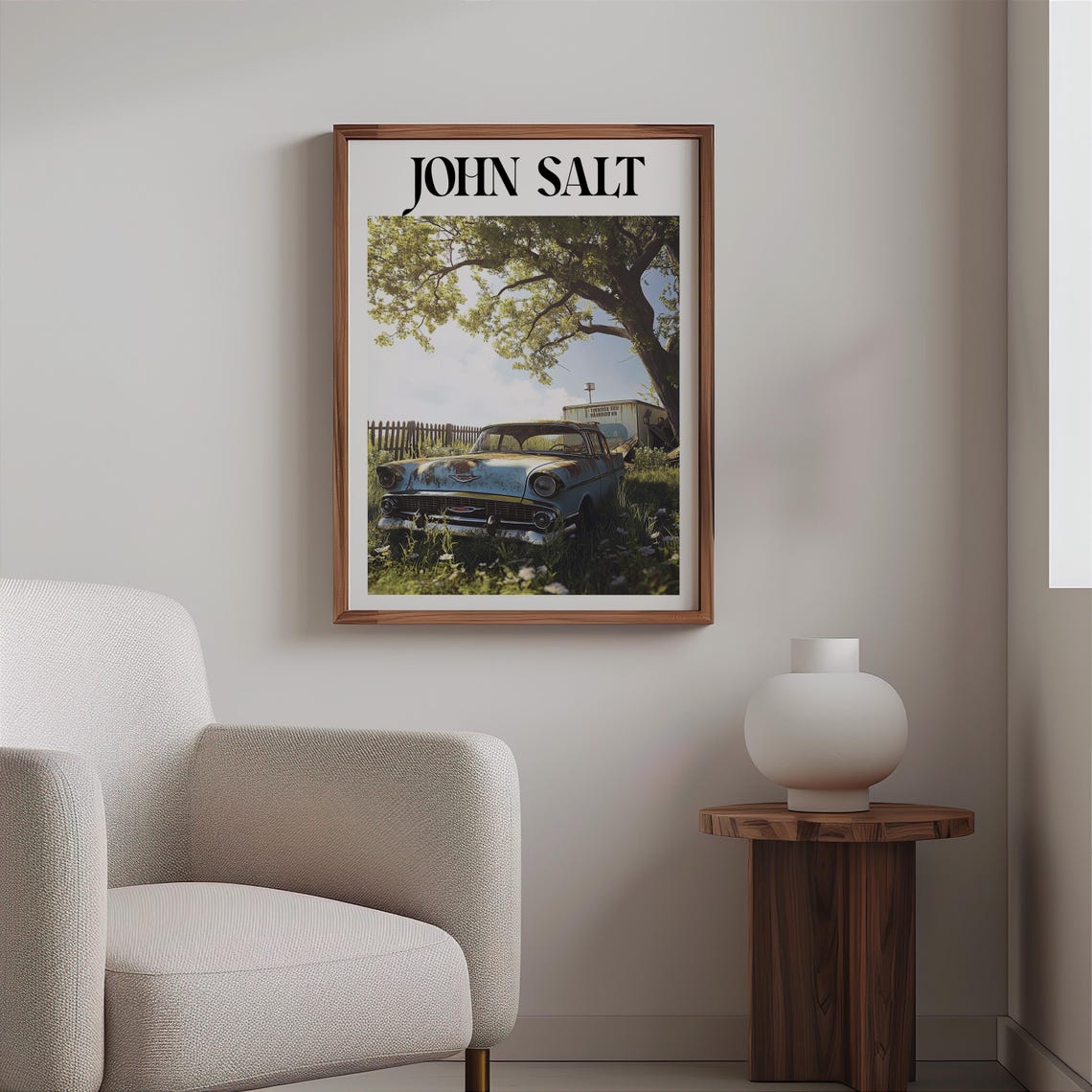 John Salt Inspired Photorealistic Abandoned Car Art Poster Echoes Of The Past Vintage Americana Photorealistic Abandoned Car Print - Image 2
